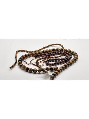 Set of Three Natural TIGER EYE BEADS for Jewelry Making
